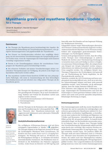 Myasthenia gravis und myasthene Syndrome – Update - Swiss Medical ...