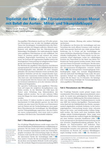 Triplizität der Fälle – drei Fibroelastome in einem Monat mit ...