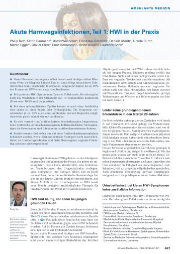 Akute Harnwegsinfektionen, Teil 1: HWI in der Praxis - Swiss ...