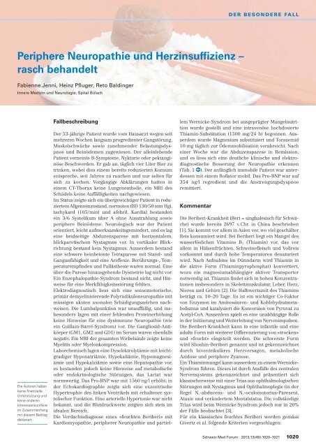 Periphere Neuropathie und Herzinsuffizienz – rasch behandelt ...