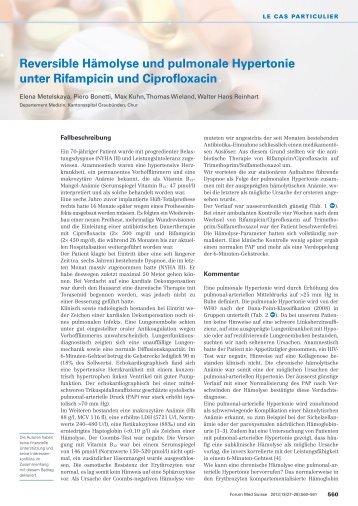 Reversible Hämolyse und pulmonale Hypertonie unter Rifampicin und ...