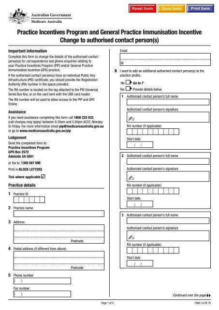 Change to authorised contact person(s)