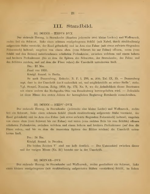 Die Münzen Bernhards Grafen von Anhalt, Herzogs von Sachsen. 2 ...