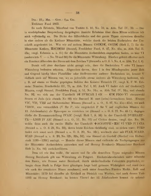 Die Münzen Bernhards Grafen von Anhalt, Herzogs von Sachsen. 2 ...