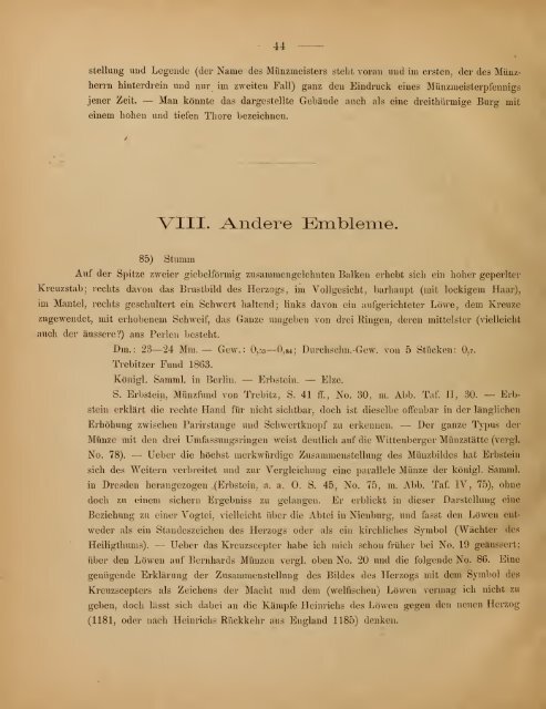 Die Münzen Bernhards Grafen von Anhalt, Herzogs von Sachsen. 2 ...