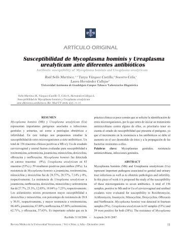 Susceptibilidad de Mycoplasma hominis y ... - edigraphic.com