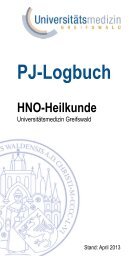 PJ-Logbuch HNO-Heilkunde - in der Universitätsmedizin Greifswald