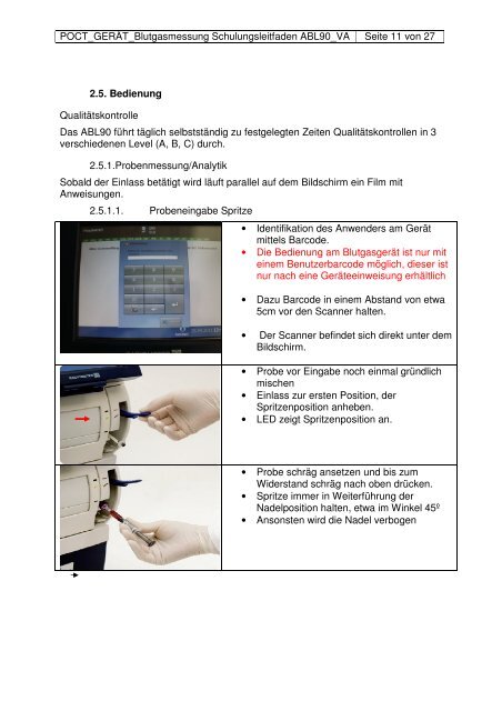 Schulungsleitfaden Blutgasmessung - in der Universitätsmedizin ...