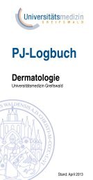 PJ-Logbuch Dermatologie - in der Universitätsmedizin Greifswald