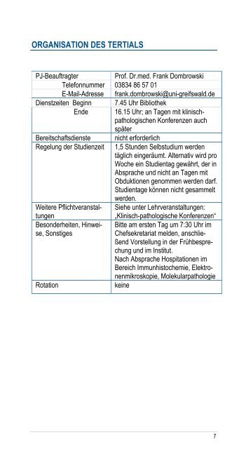 PJ-Logbuch Pathologie - in der Universitätsmedizin Greifswald