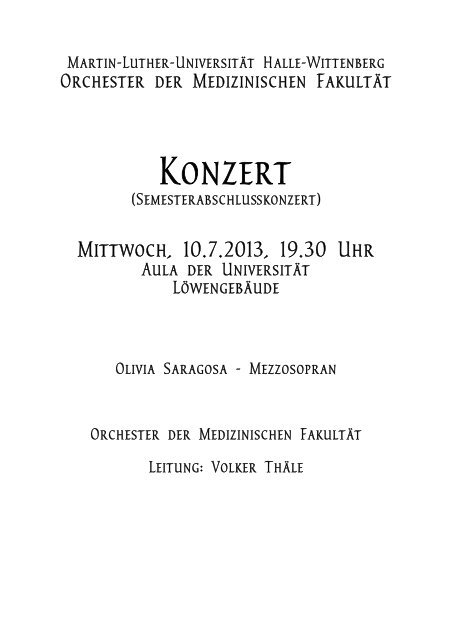 Konzert - Medizinische Fakultät der Martin-Luther-Universität Halle