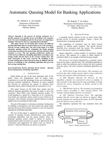 Automatic Queuing Model for Banking Applications - The Science ...