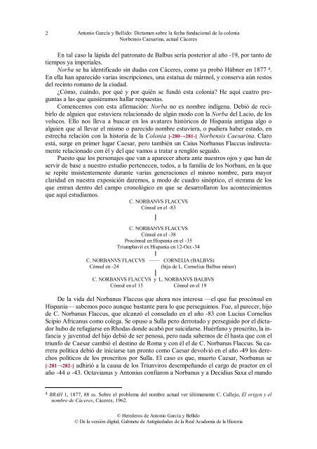 Dictamen sobre la fecha fundacional de la colonia Norbensis ...