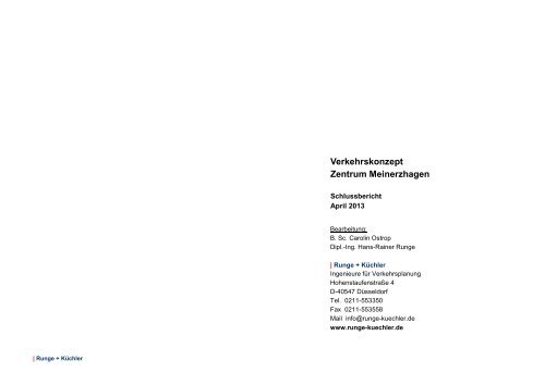 Verkehrsgutachten Teil I Verkehrsuntersuchung - Meinerzhagen