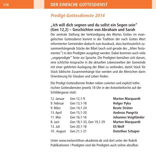 Programm 1|2014 - Melanchthon-Akademie