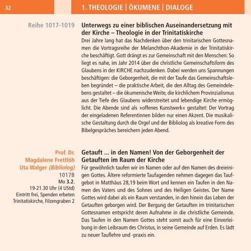 Programm 1|2014 - Melanchthon-Akademie