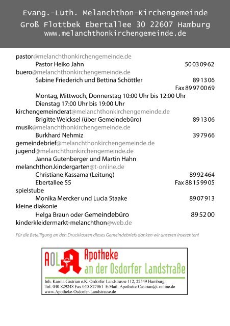 als PDF Herunterladen - der Melanchthon-Gemeinde in Hamburg[...]