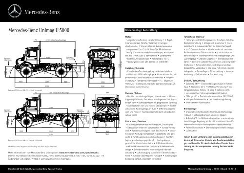 Datenblatt Unimog U 5000 Euro 5 - Mercedes-Benz Schweiz