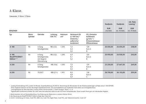 Download Preisliste A-Klasse - Mercedes-Benz Deutschland