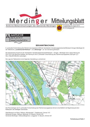 Ausgabe 35 des Gemeindeblatt vom 29.08.13 - Merdingen