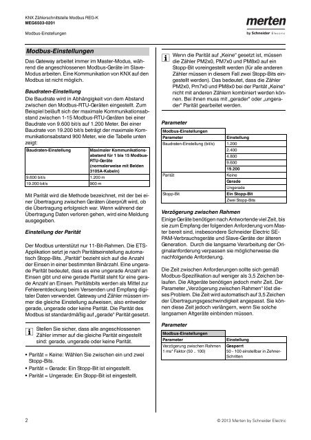 MEG6503-0201 KNX Zählerschnittstelle Modbus REG-K - Merten