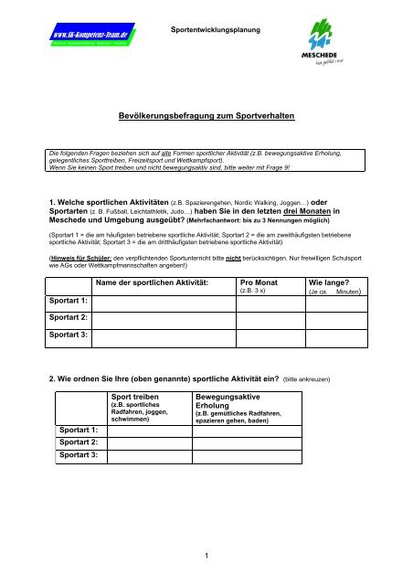 Sportkonzept - Meschede