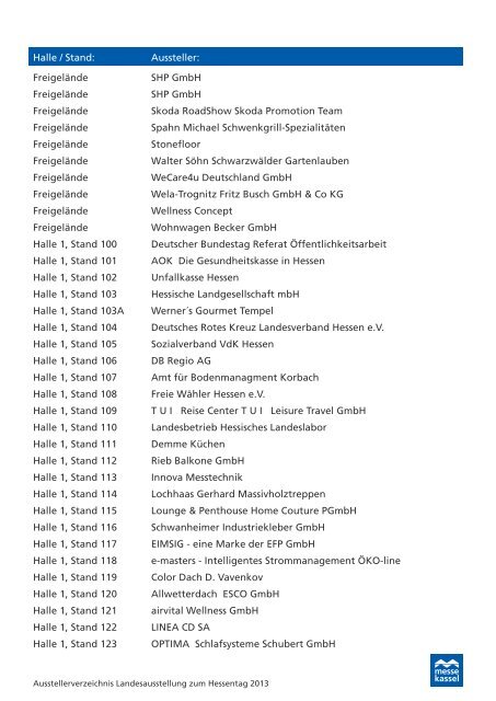 Ausstellerverzeichnis Landesausstellung zum ... - Messe Kassel