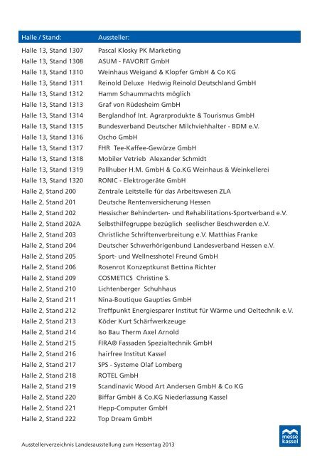 Ausstellerverzeichnis Landesausstellung zum ... - Messe Kassel