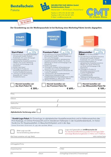 Offizielle Messemedien / Bestellformular - Messe Stuttgart