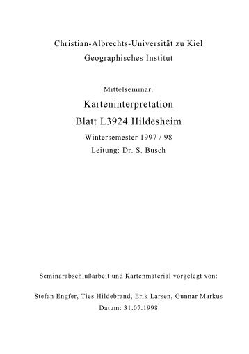 Mittelseminar Karteninterpretation - Blatt L3924 Hildesheim ...