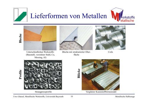 Metallische Halbzeuge Teil a - Lehrstuhl Metallische Werkstoffe ...