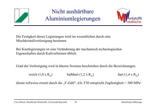 Metallische Halbzeuge Teil a - Lehrstuhl Metallische Werkstoffe ...