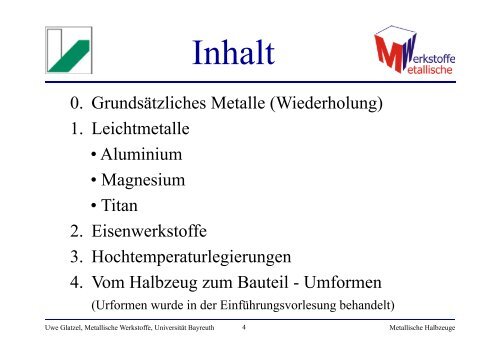 Metallische Halbzeuge Teil a - Lehrstuhl Metallische Werkstoffe ...