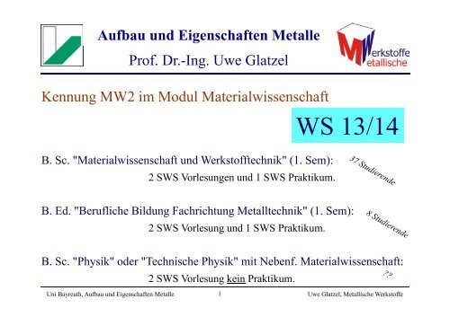 Einf_MaWi_MetalleA - Lehrstuhl Metallische Werkstoffe, Universität ...