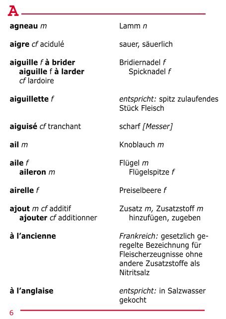 Charcuterie DIN A 6 - Métiers de l'Alimentation