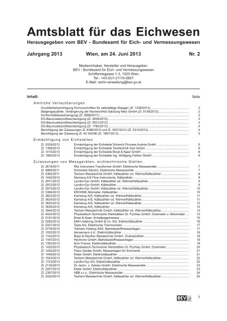 Amtsblatt für das Eichwesen - Nr. 2 / 24. Juni 2013 - Mess- und ...