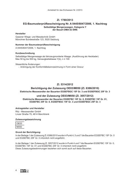 Amtsblatt für das Eichwesen - Nr. 2 / 24. Juni 2013 - Mess- und ...