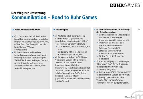 "Ruhr Games" Planungs- und Durchführungskonzept - Metropole Ruhr