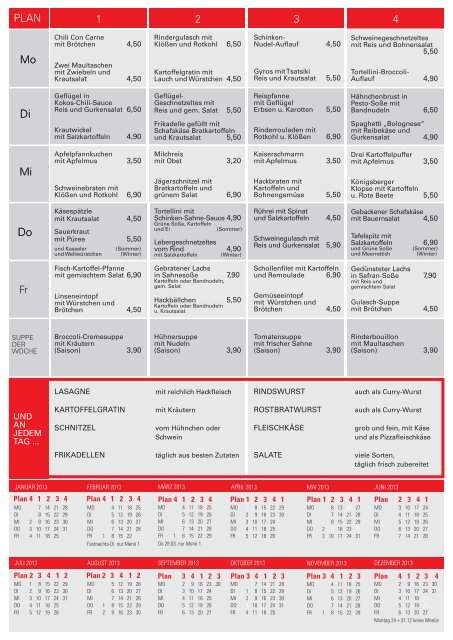 Menü-Kalender (.pdf) - Metzgerei Klein