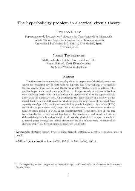 The Hyperbolicity Problem In Electrical Circuit Theory