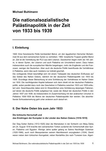 Die nationalsozialistische Palästinapolitik in der Zeit von 1933 bis ...