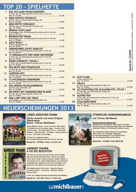 Noten/CD/DVD Katalog 2013 - Michlbauer