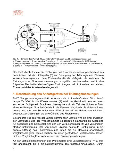 Pulfrich Photometer für Truebungs und Fluoreszenzmessungen