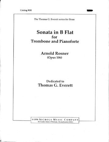 Rosner - Sonata for Trombone and Piano, op. 106