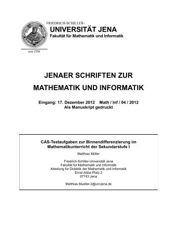 Binnendifferenzierung mit CAS in Sek 1 - Fakultät für Mathematik ...