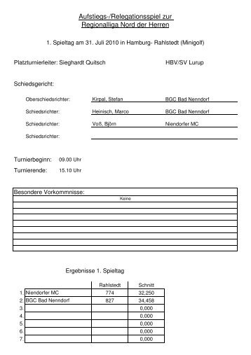 Aufstiegs-/Relegationsspiel zur Regionalliga Nord der Herren