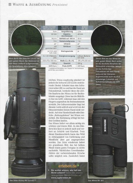 Das MINOX NV 351 Nachtsichtgerät im Vergleichstest