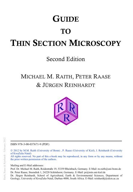 guide to thin section microscopy - Mineralogical Society of America