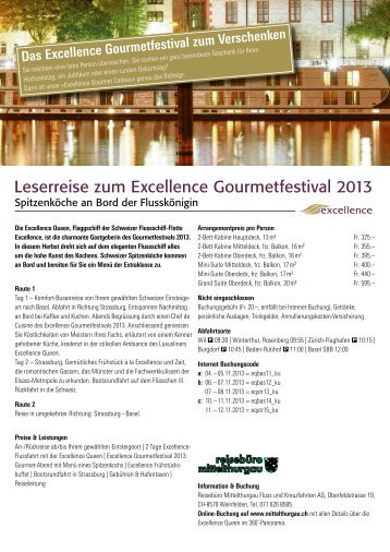Leserreise zum Excellence Gourmetfestival 2013 - Reisebüro ...