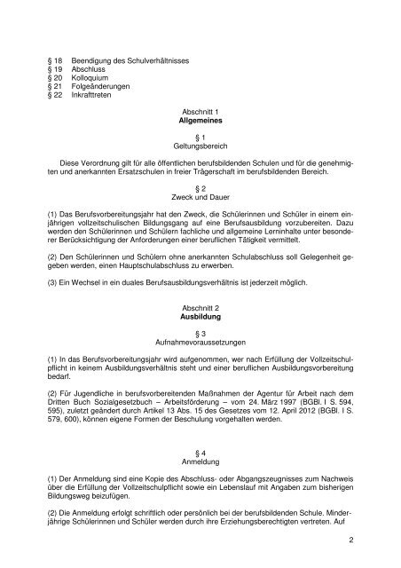 Verordnung über das Berufsvorbereitungsjahr (BVJ-VO). Vom 25 ...